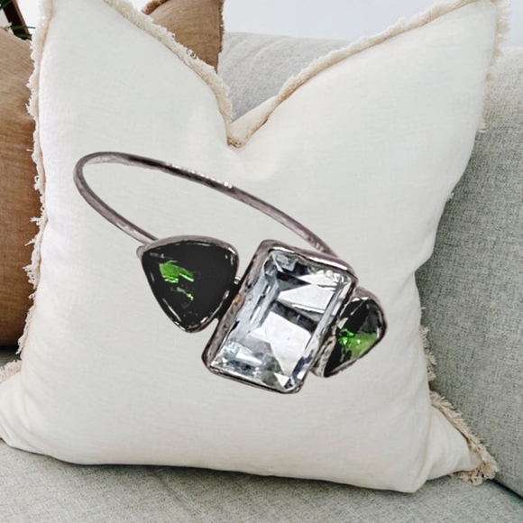 14K White Gold Ring with 2.55 CTW Aquamarine and Diopside Gemstones - Picture 3 of 8